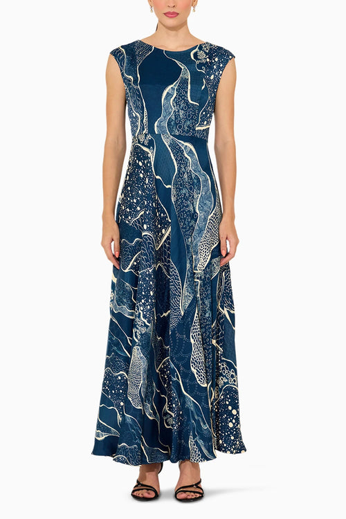 Navy Blue Printed Dress