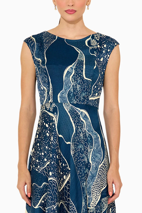 Navy Blue Printed Dress