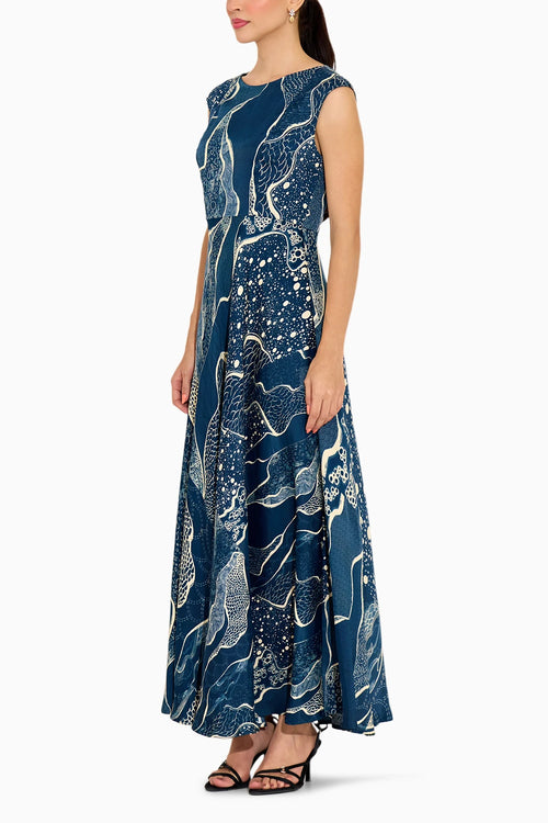 Navy Blue Printed Dress