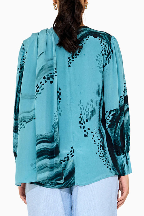Turquoise Blue Drape Top