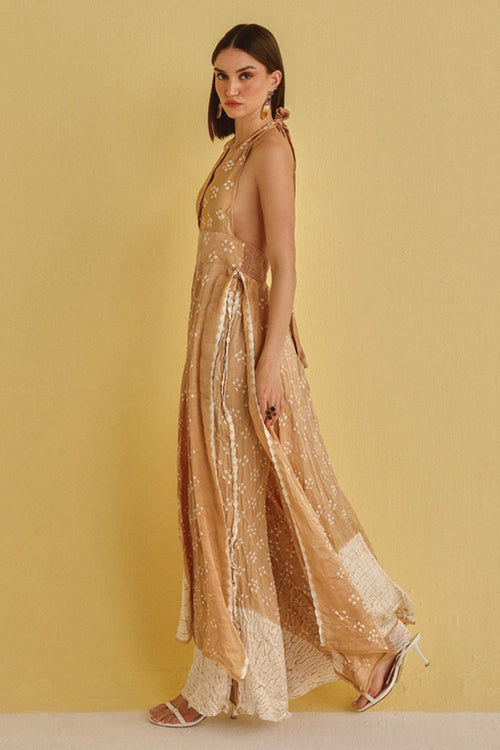 Golden Shibori Bandhani Kurta Set