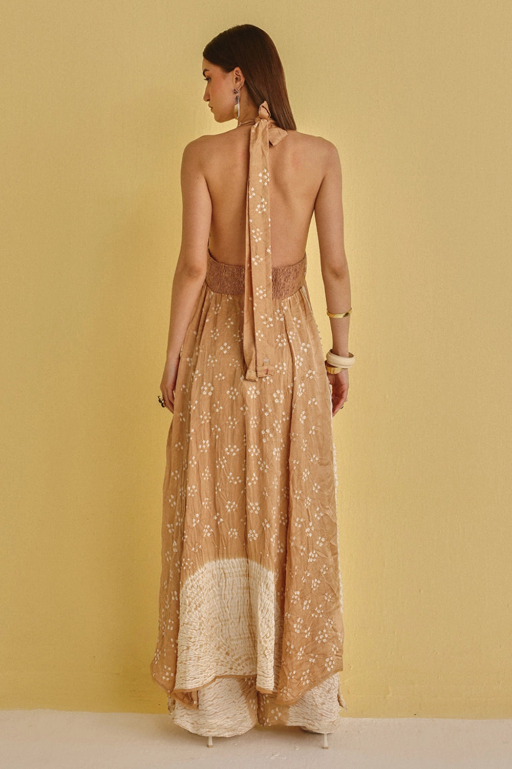 Golden Shibori Bandhani Kurta Set