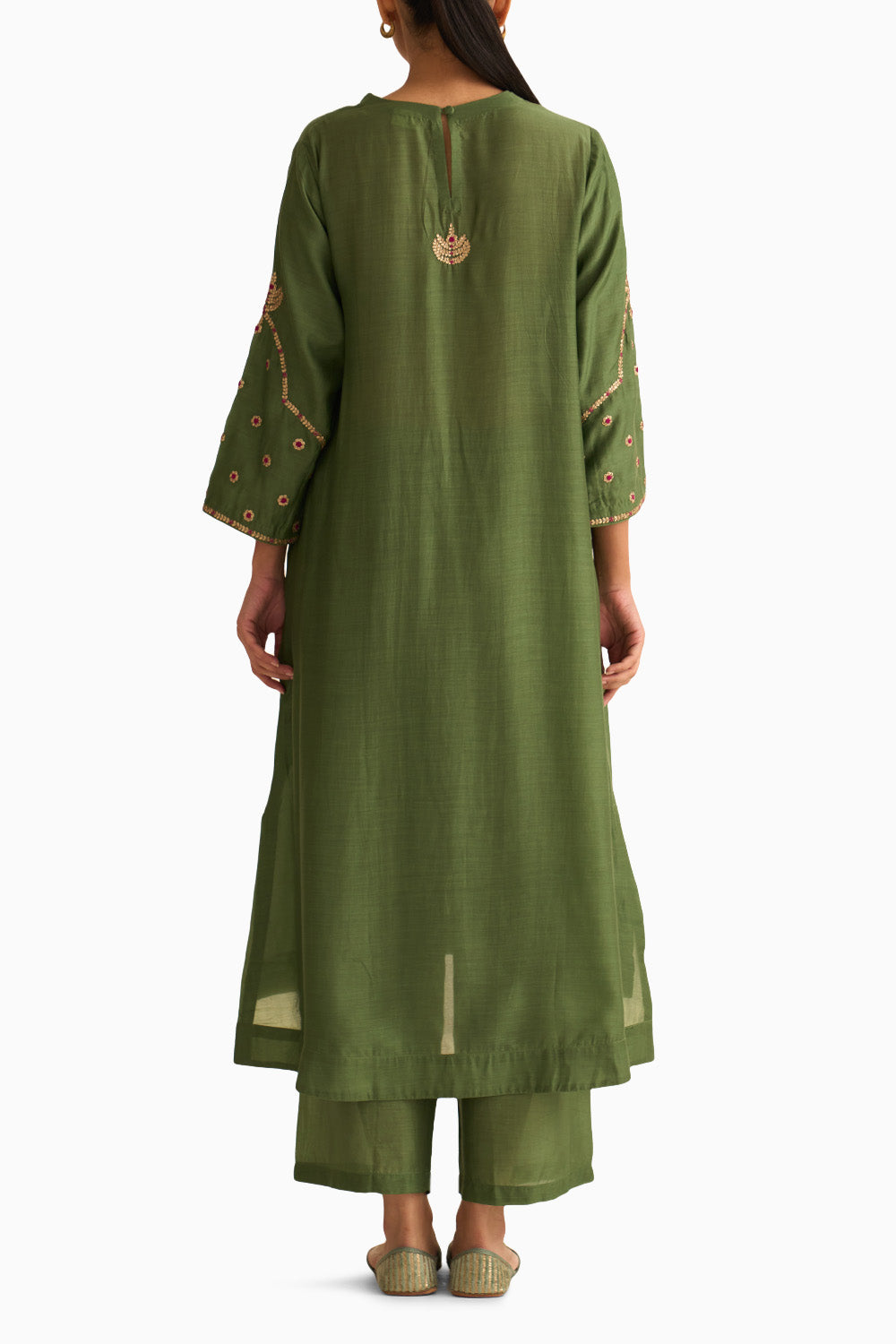 Ambily Olive Green Kurta Set