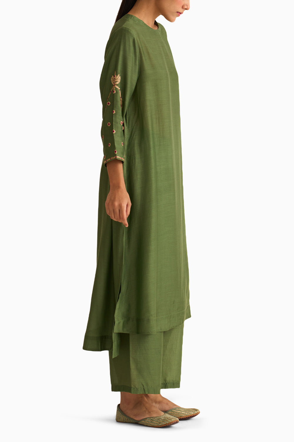 Ambily Olive Green Kurta Set