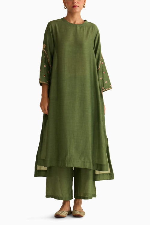 Ambily Olive Green Kurta Set