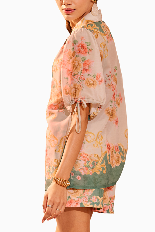 Beige Hibiscus Co-ord Set