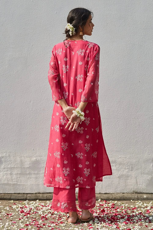 Embellished Handwoven chanderi Kurta Set