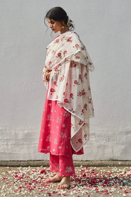 Embellished Handwoven chanderi Kurta Set