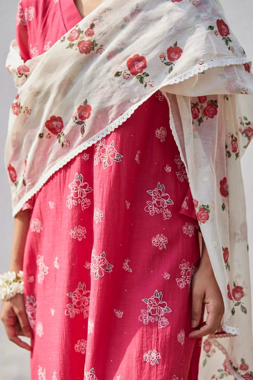 Embellished Handwoven chanderi Kurta Set