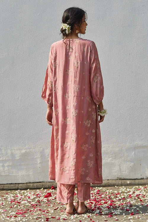Handwoven cotton silk Pintuck Kurta set