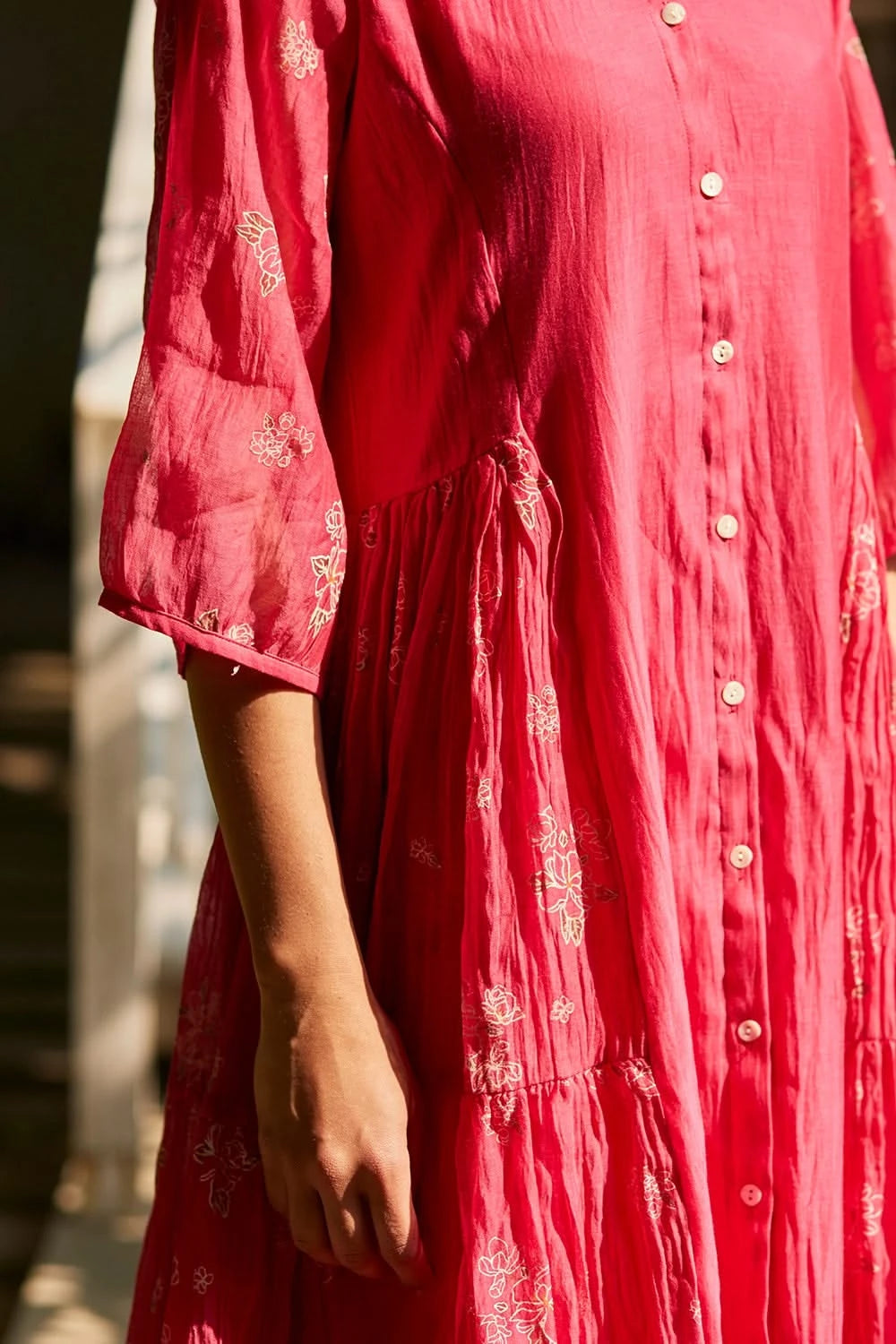 Handwoven Chanderi Fuchsia Dress