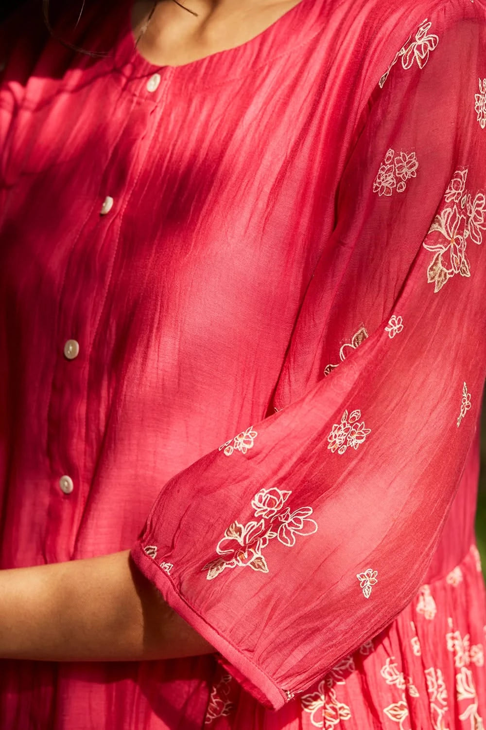 Handwoven Chanderi Fuchsia Dress