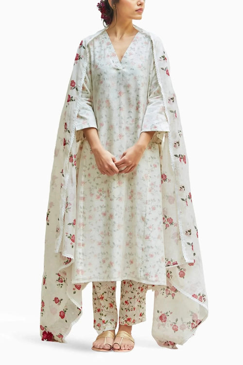 Embellished Ivory kurta Set