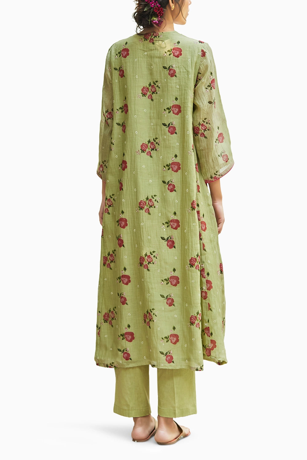 Embellished Pista Green Kurta Set