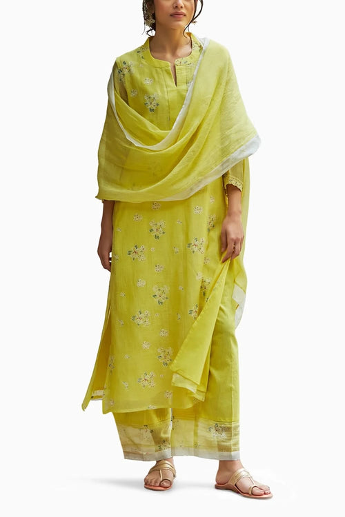Sunshine yellow Kurta Set with embellishment