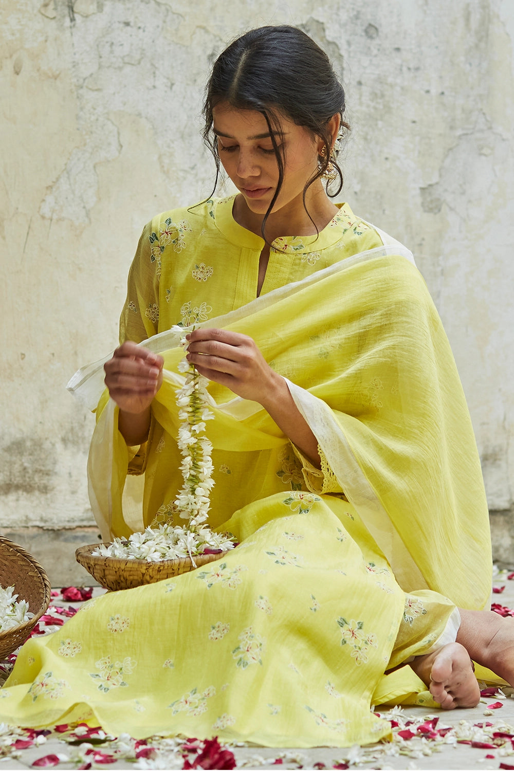 Sunshine yellow Kurta Set with embellishment