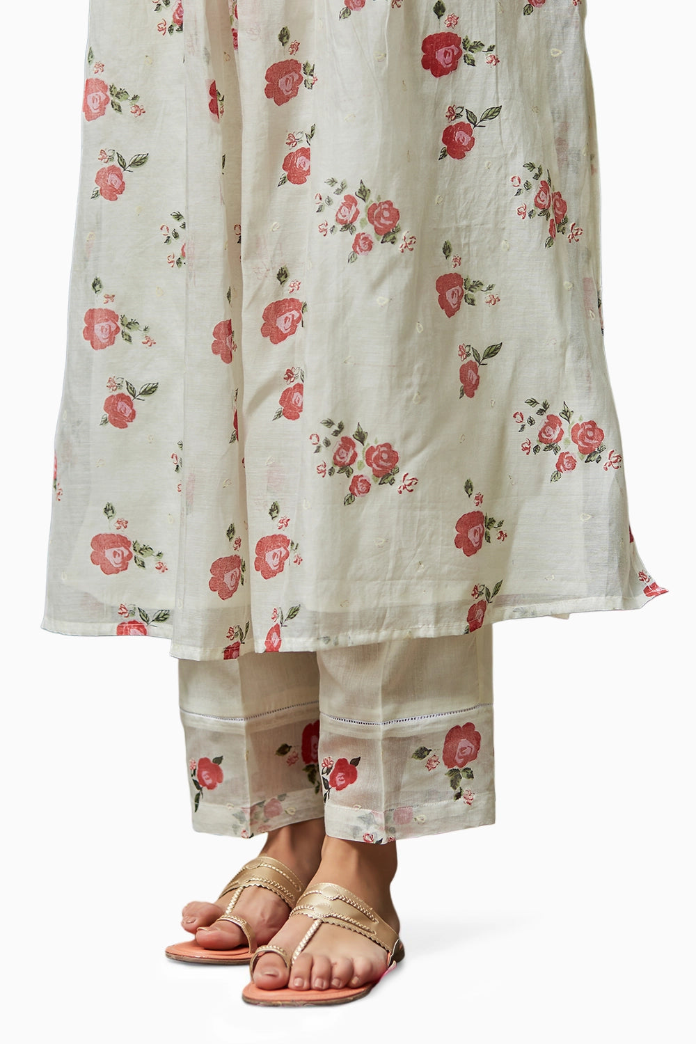 Chanderi Kurta Set with Smocking on Yoke