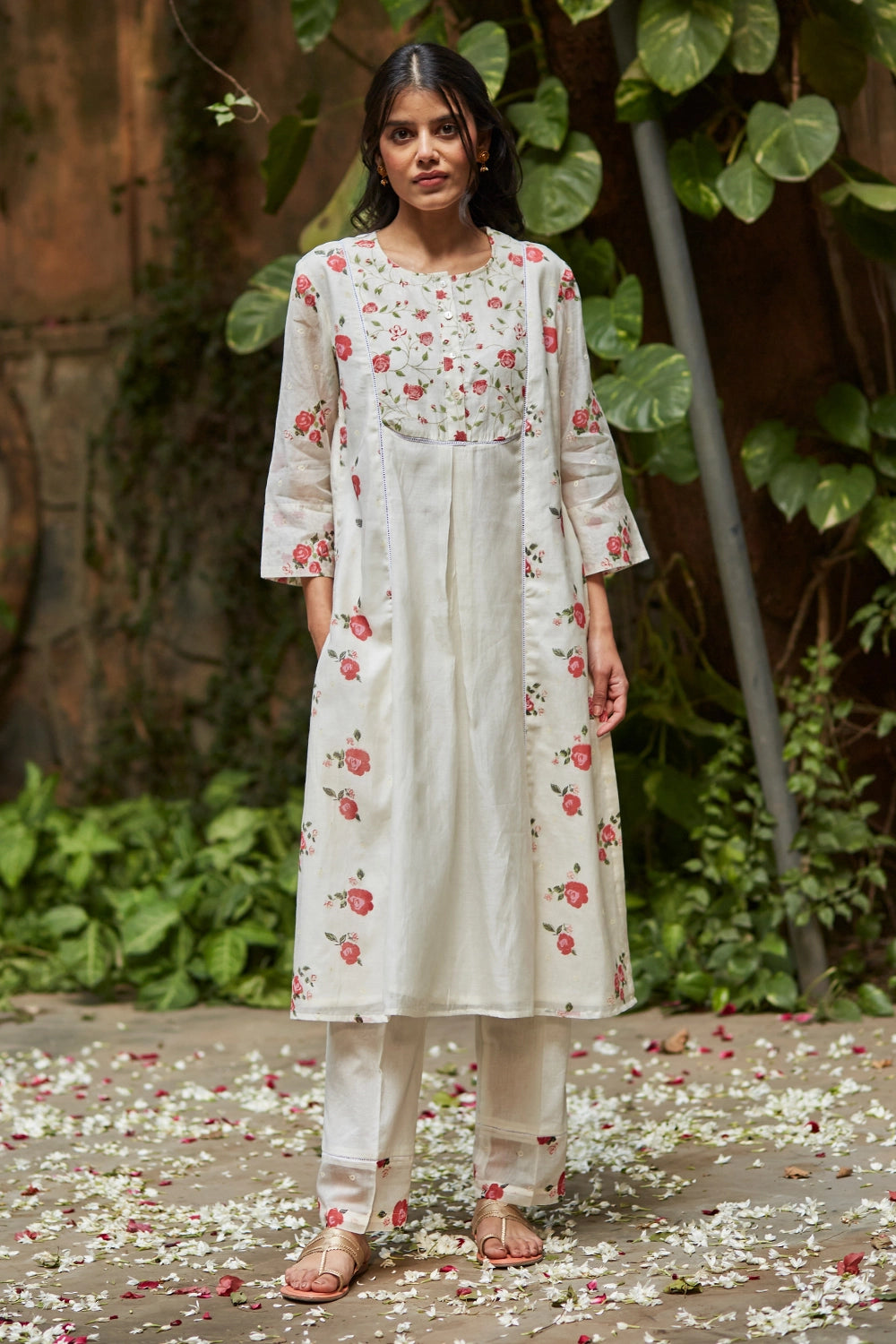 Embellished Chanderi Ivory  Kurta Set