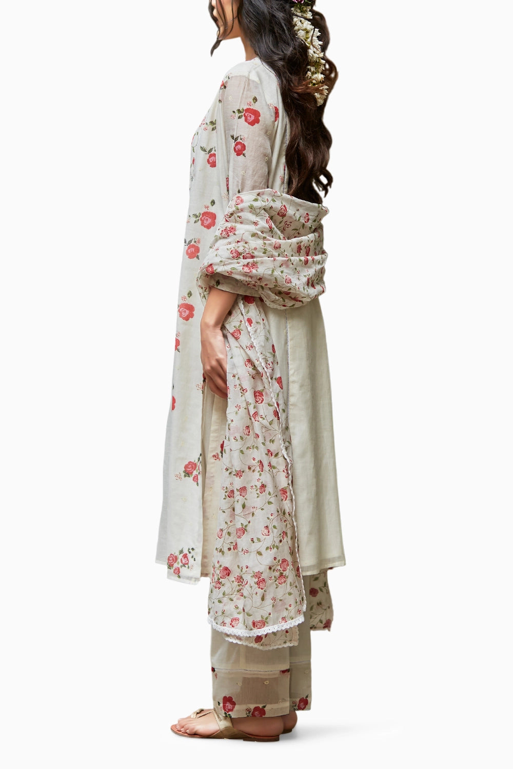 Embellished Chanderi Ivory  Kurta Set