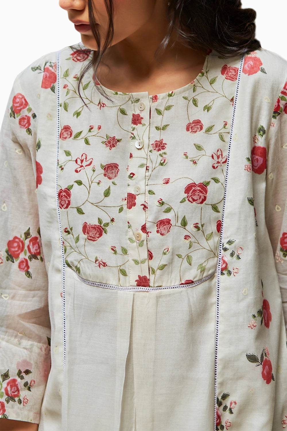 Embellished Chanderi Ivory  Kurta Set