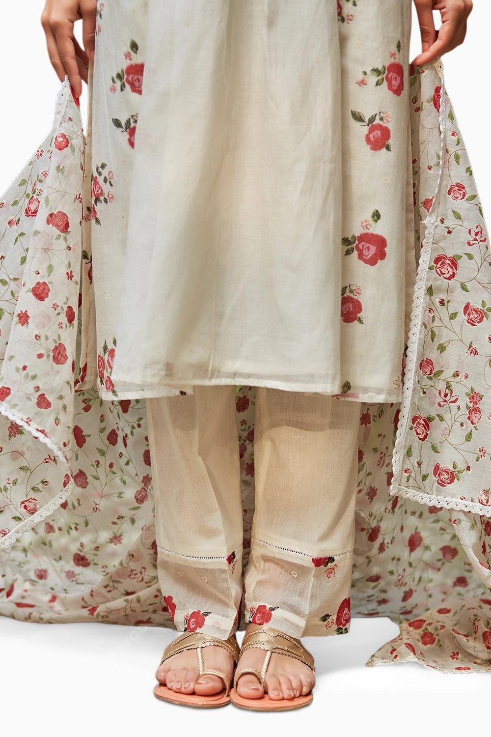 Embellished Chanderi Ivory  Kurta Set