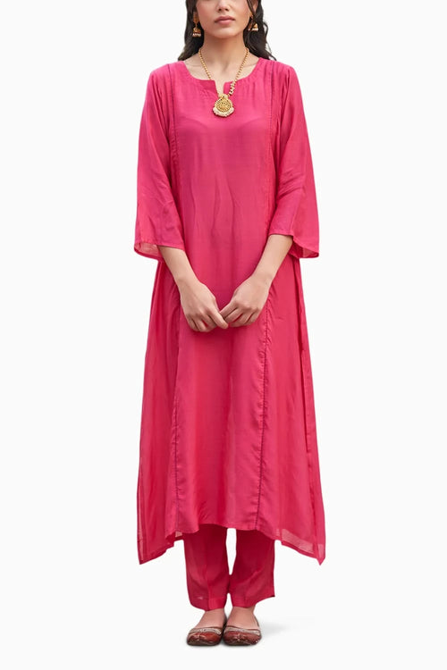 Handwoven Cotton Silk Roseate Kurta Set