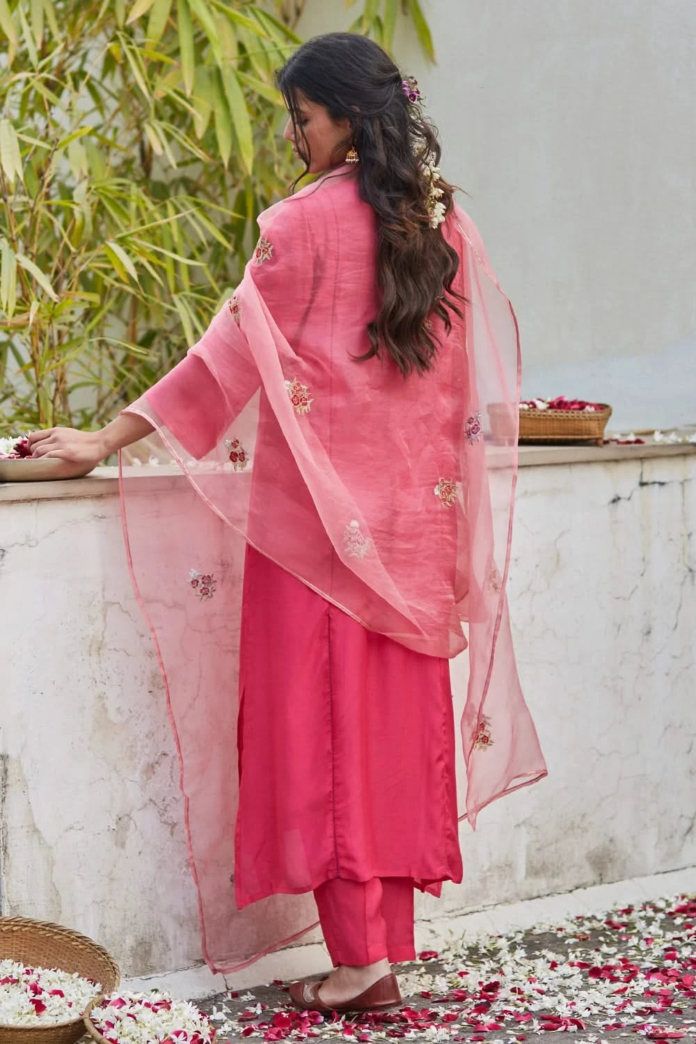 Handwoven Cotton Silk Roseate Kurta Set