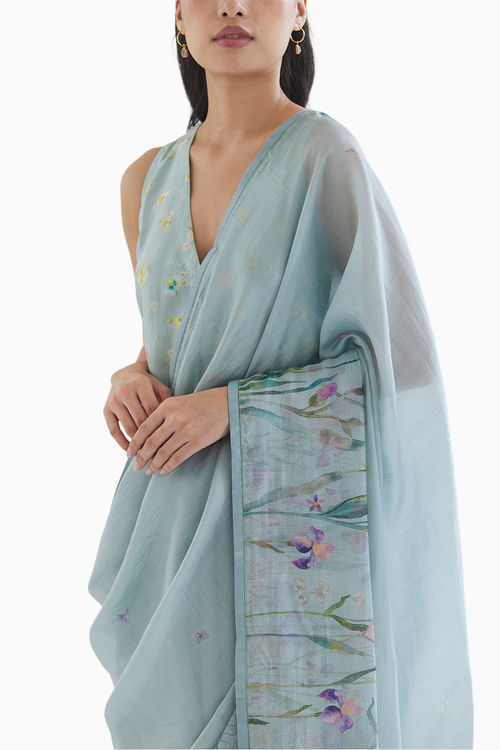 Cherished Times Seafoam Saree