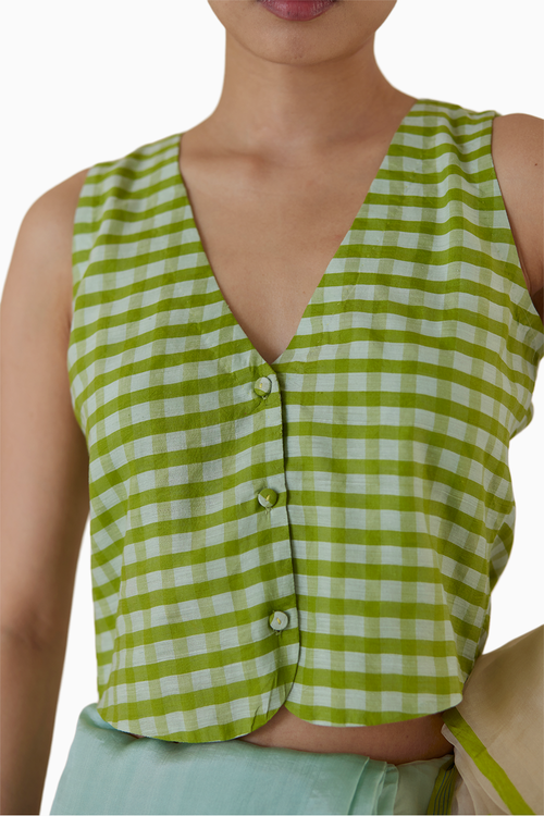 Sisterhood Sonnet Gingham Green Blouse