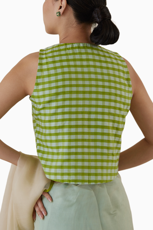 Sisterhood Sonnet Gingham Green Blouse