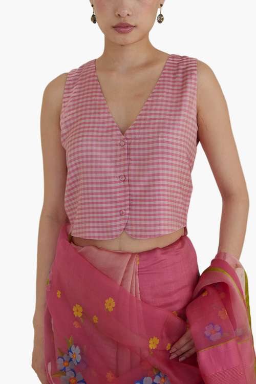 Sisterhood Sonnet Gingham Pink Blouse