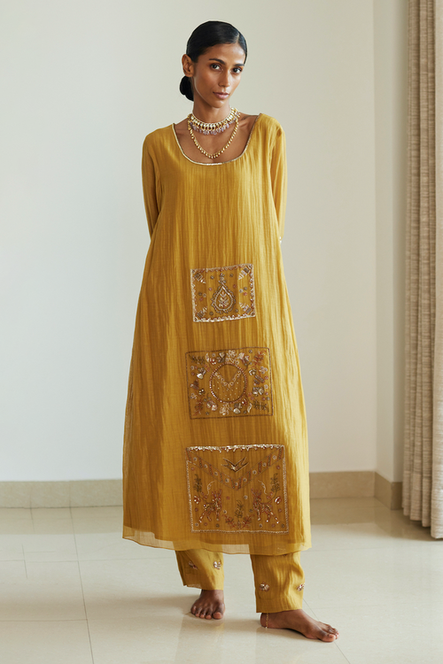 Yellow Akaari Kurta Set