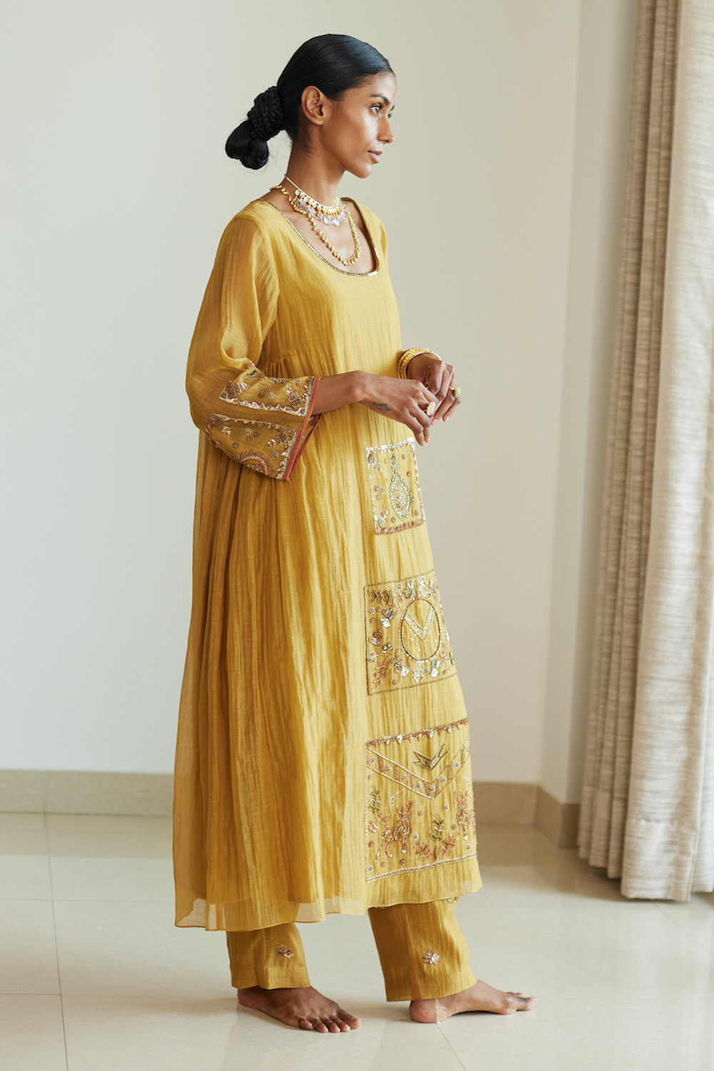 Yellow Akaari Kurta Set