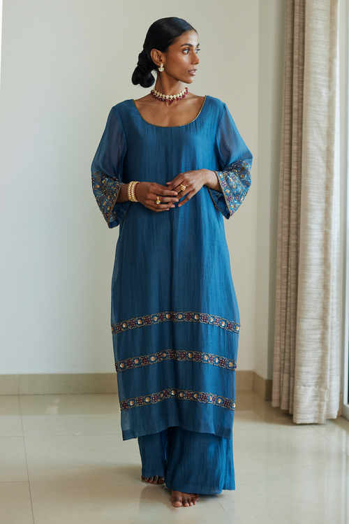 Blue Rekha Kurta Set