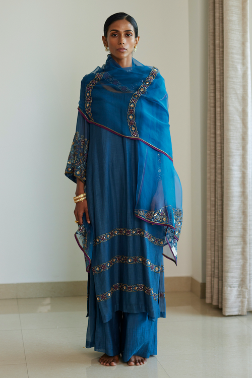 Blue Rekha Stole
