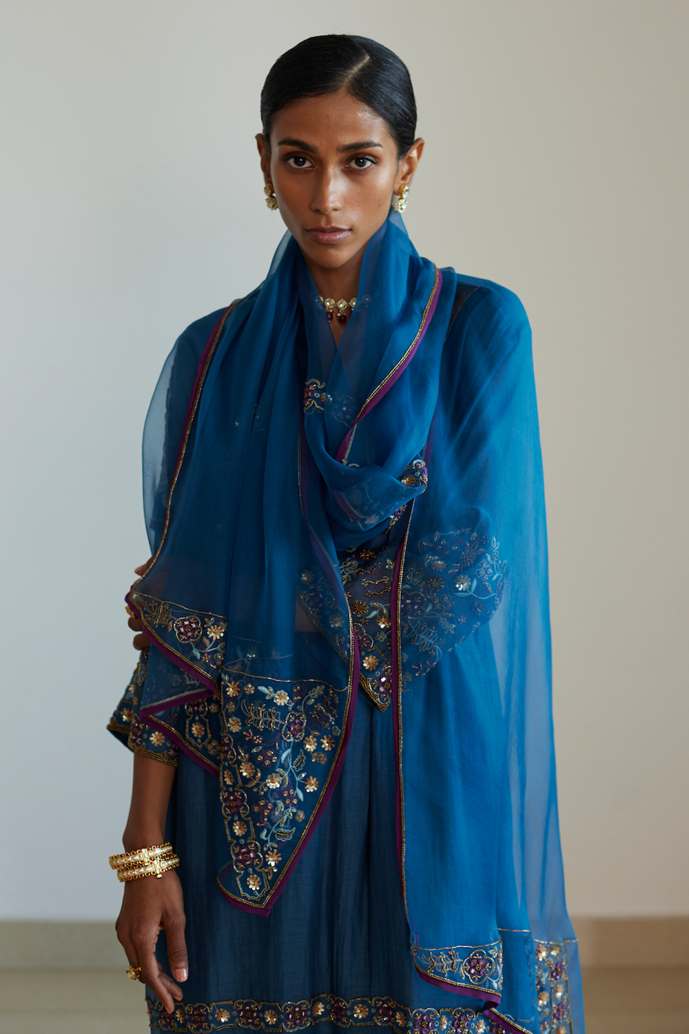 Blue Rekha Stole