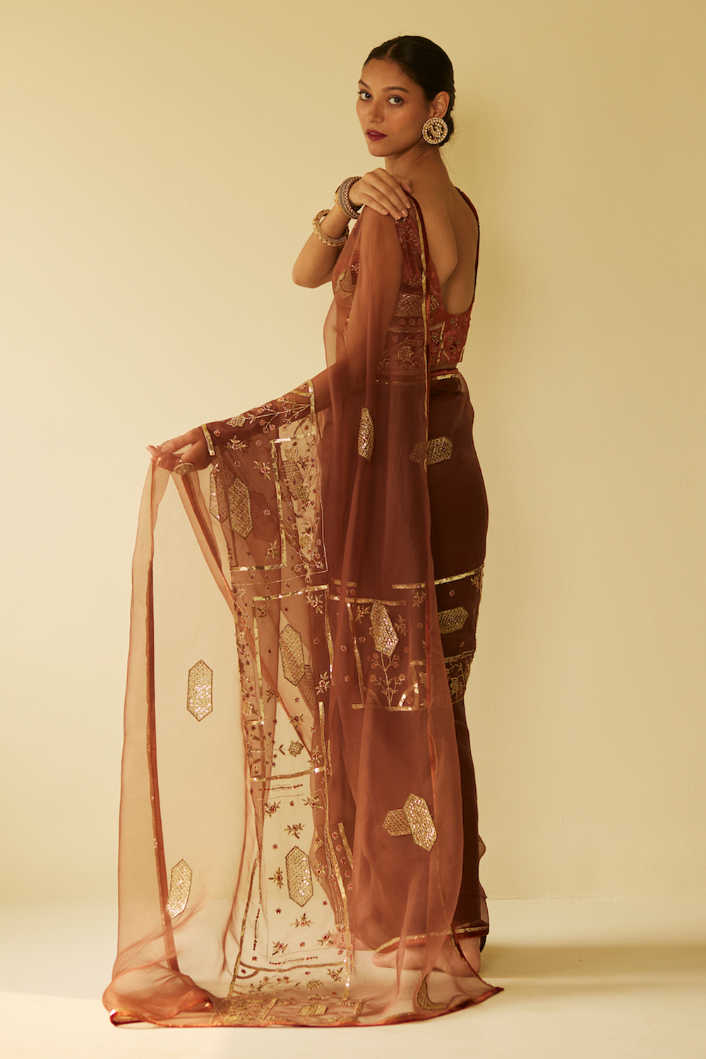 Brown Meera Saree With Blouse