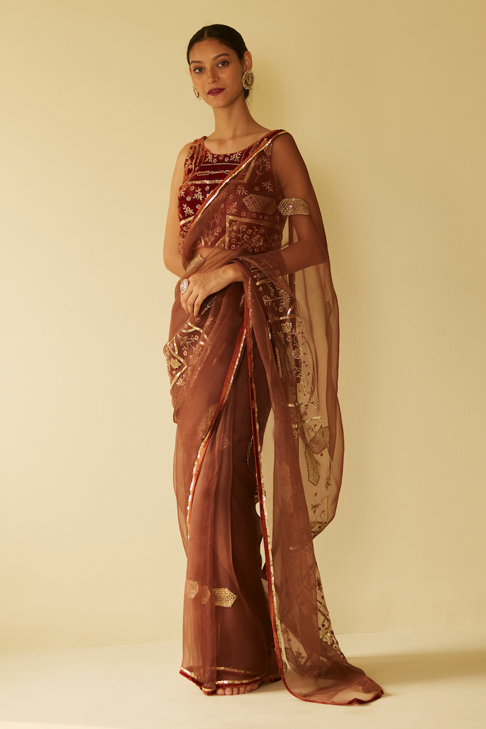 Brown Meera Saree With Blouse