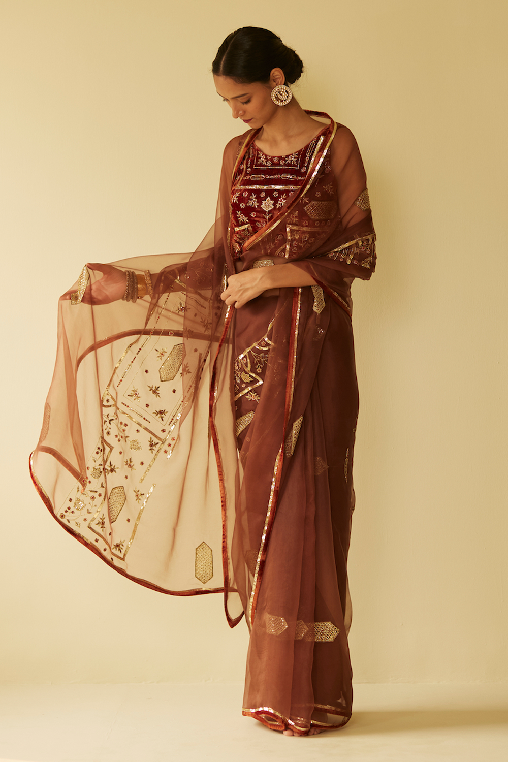 Brown Meera Saree With Blouse