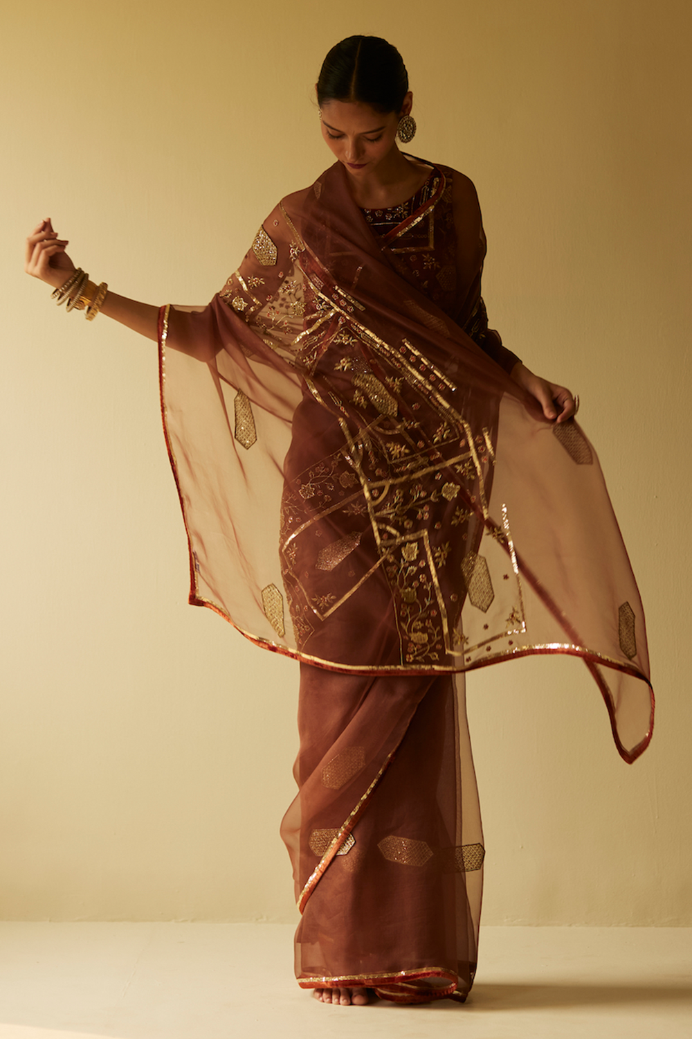 Brown Meera Saree With Blouse