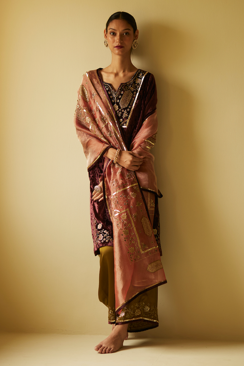 Peach Meera Tissue Dupatta