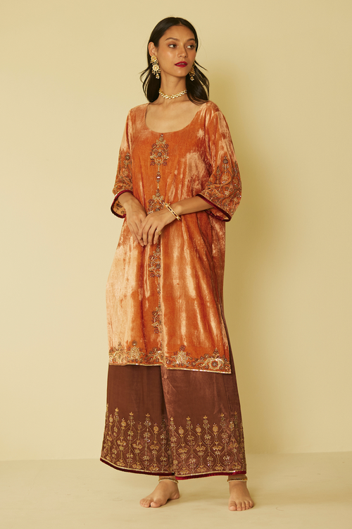 Peach Bageecha Kurta Set