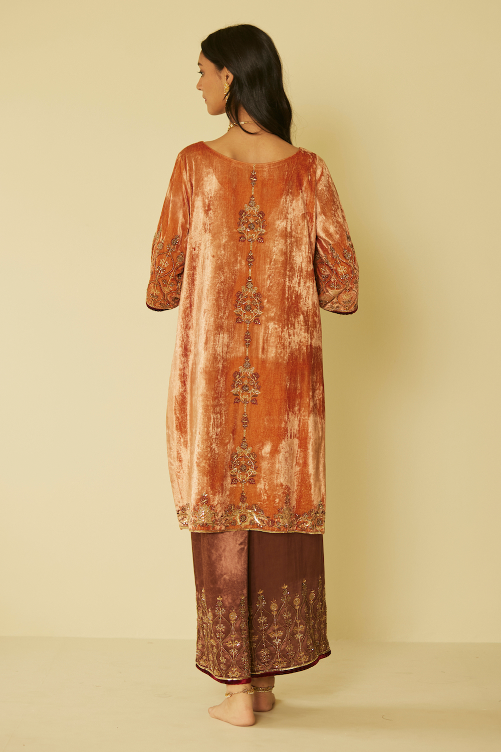 Peach Bageecha Kurta Set