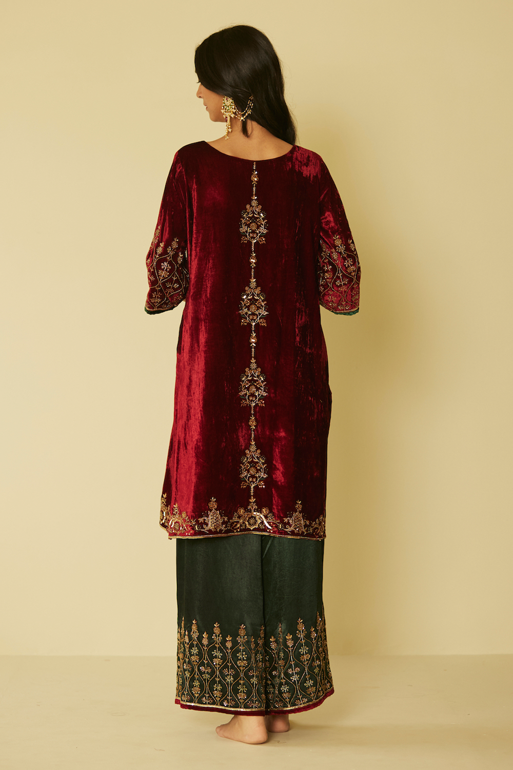 Red Bageecha Kurta Set