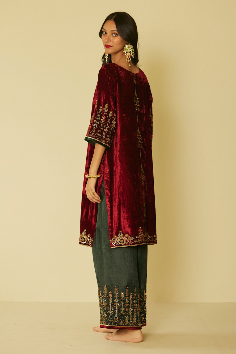 Red Bageecha Kurta Set