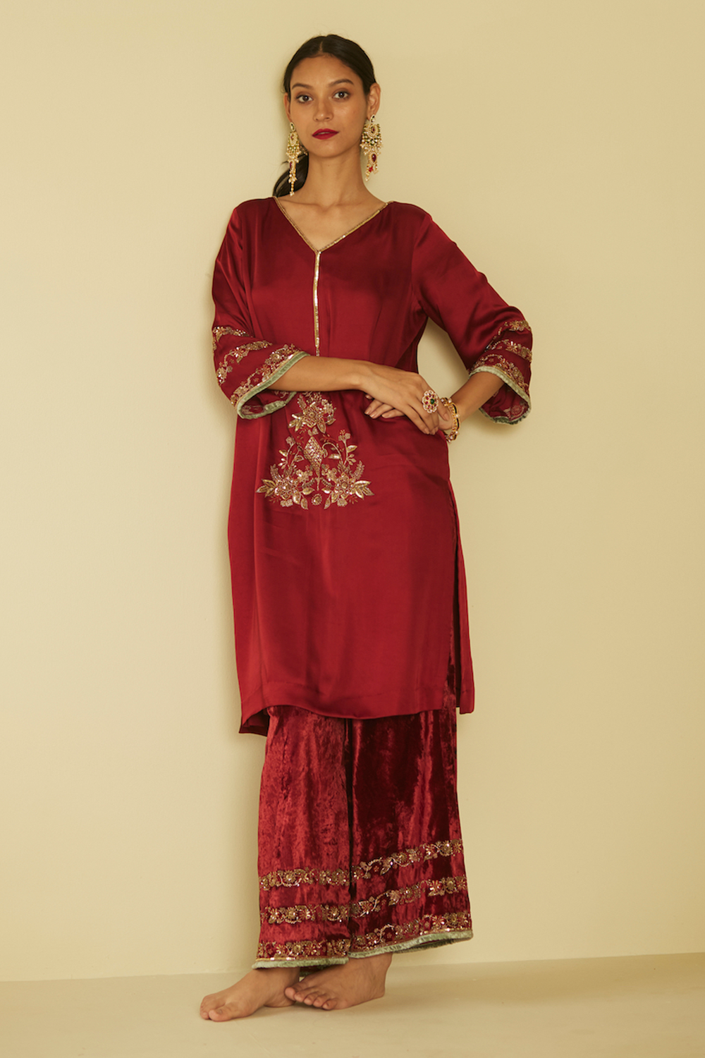 Red Arya Kurta Set