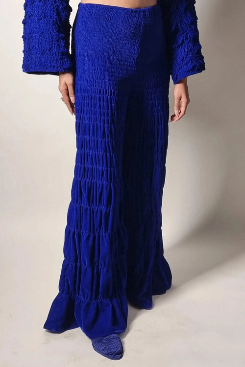 Blue Velvet Scaled Smocking Pants