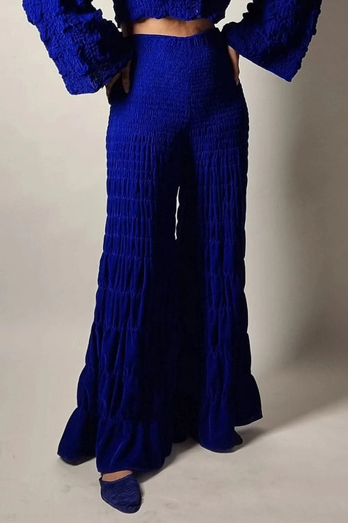 Blue Velvet Scaled Smocking Pants
