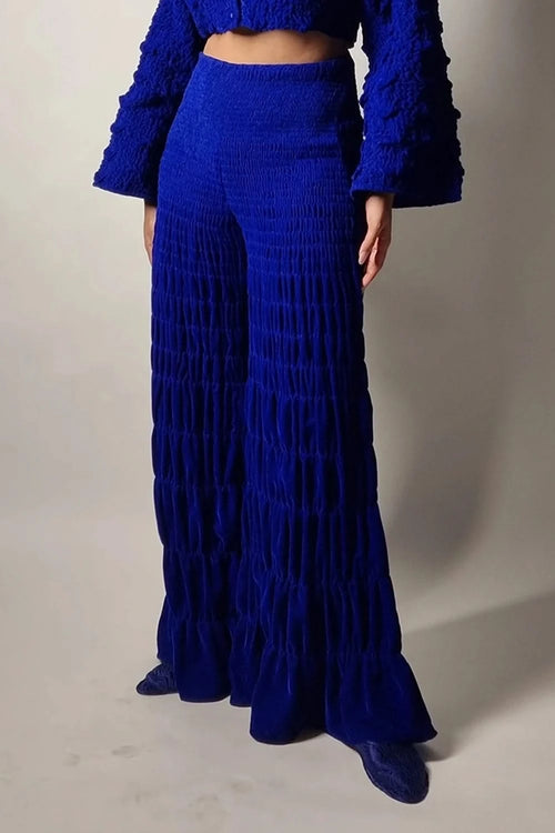 Blue Velvet Scaled Smocking Pants