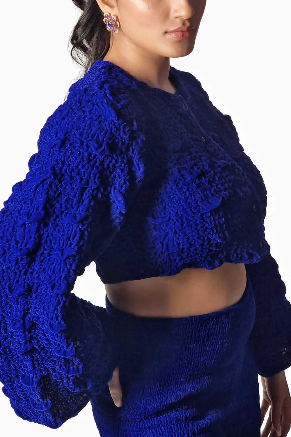 Blue Velvet Celosia Smocking Jacket